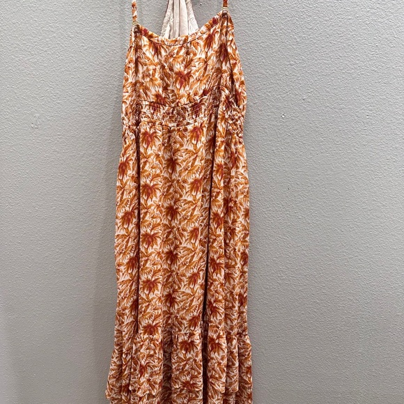 Paige Dress Size XL Fall White Cinnabar Florencia Palm Print Halter Midi - Picture 4 of 10